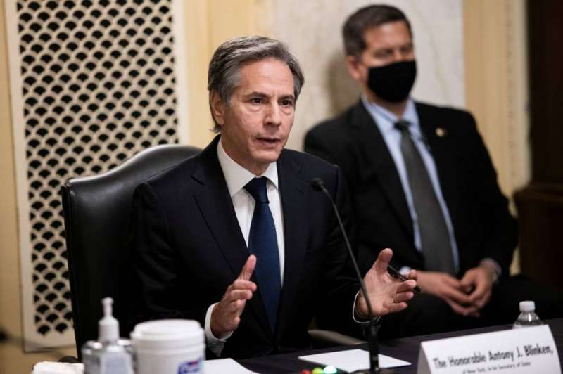 بلينكن يتحدث أمام لجنة العلاقات الخارجية في مجلس الشيوخ (رويترز)