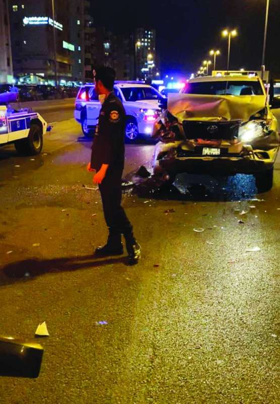 سيارة الطبيبة بعد اصطدامها