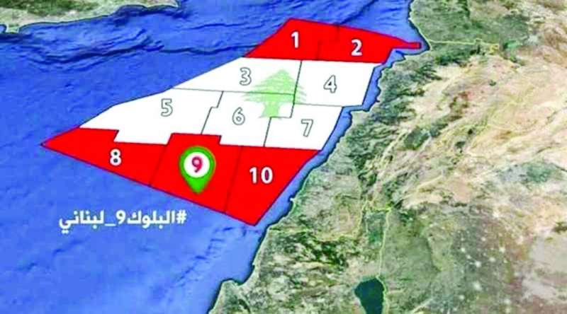 خريطة لبنانية للحدود البحرية