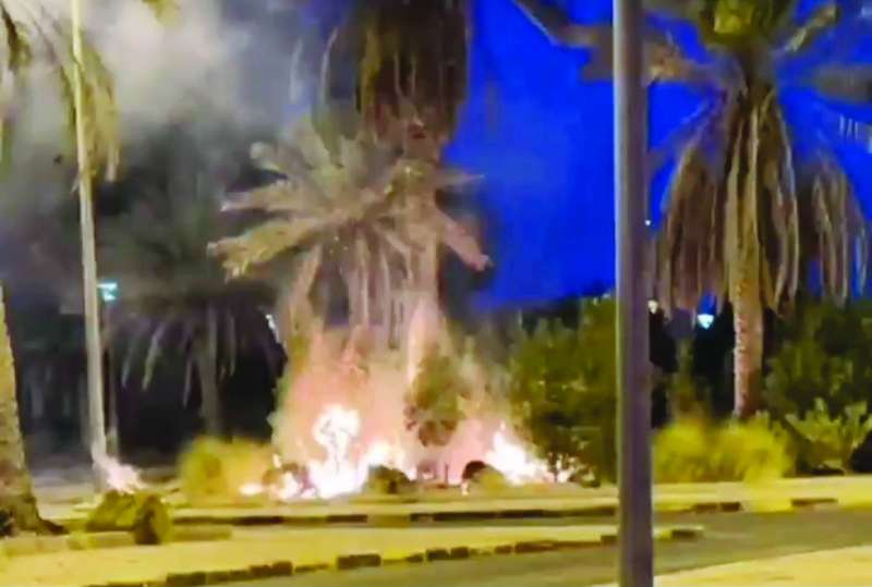 
 أحد الحرائق المفتعلة