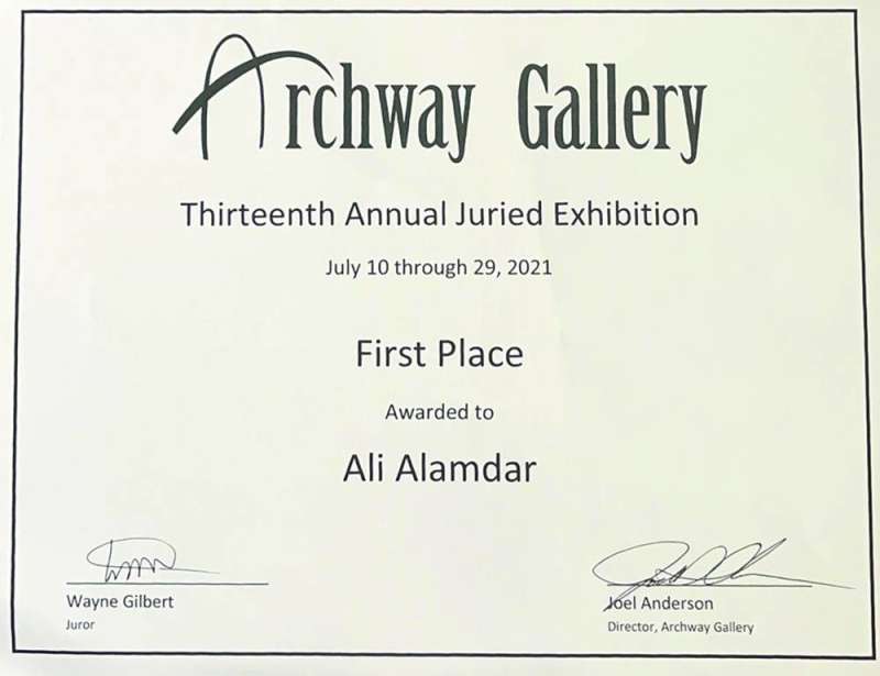 شهادة التقدير من معرض «Archway Gallery»
