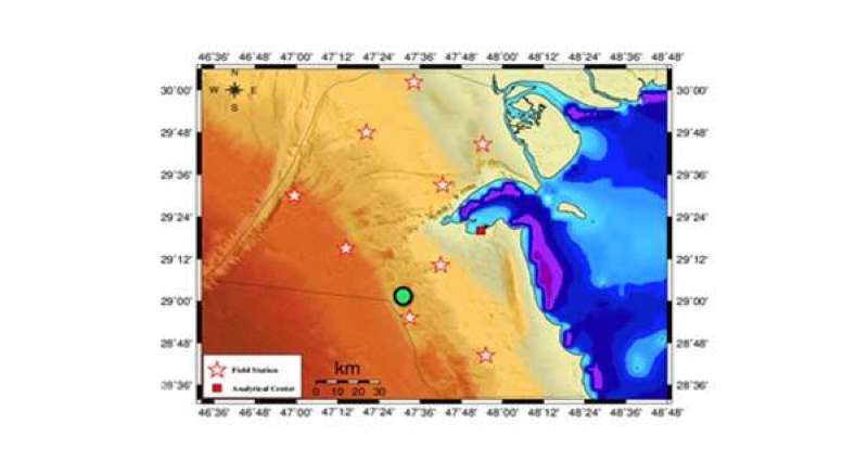 زلزال بقوة 4.5 درجات بمقياس ريختر جنوب غرب الكويت في منطقة المناقيش
