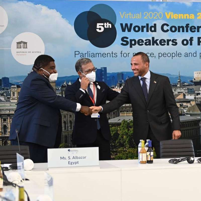 الغانم خلال مشاركته في الاجتماع الختامي للجنة التحضيرية الخاصة بالمؤتمر العالمي لرؤساء البرلمانات 