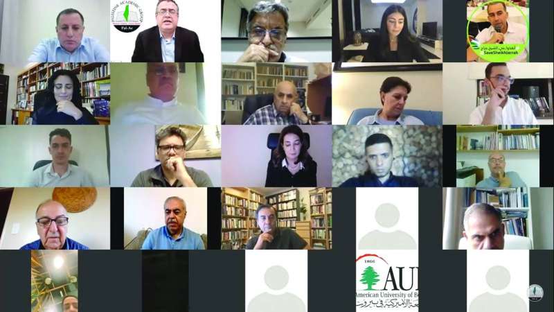 
المشاركون والمشاركات في الندوة عبر التصوير المرئي
