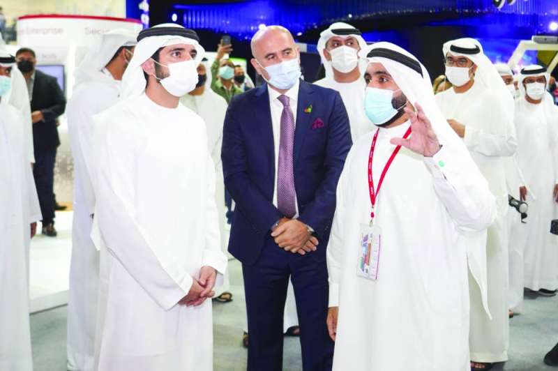 Sheikh Hamdan bin Mohammed bin Rashid on a visit to the company's booth