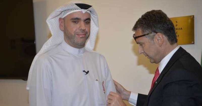 The Italian ambassador awards a Kuwaiti academic the highest cultural honor