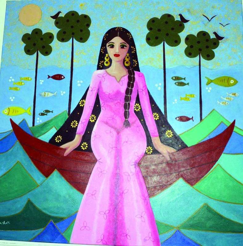 إحدى اللوحات المشاركة في المعرض
