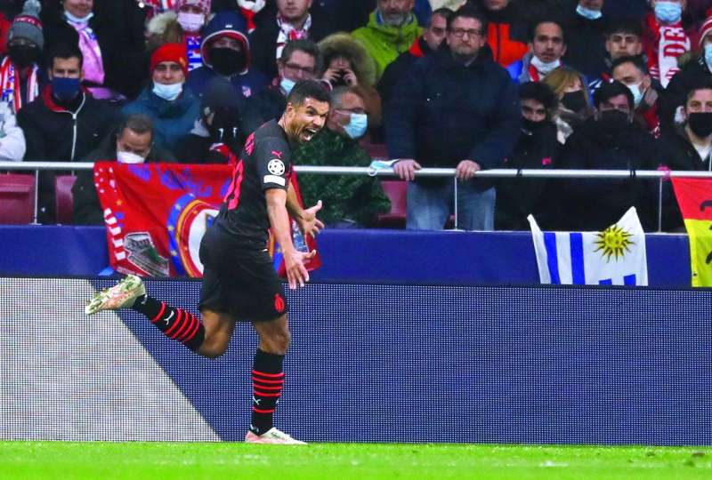 جونيور مسياس محتفلاً بهدفه في مرمى أتلتيكو مدريد 	(رويترز)
