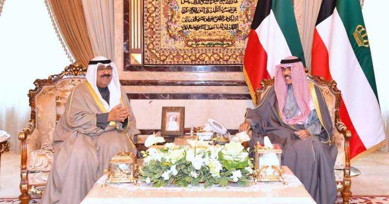 His Highness the Amir receives His Highness the Crown Prince after heading the Kuwaiti delegation at the 42nd Gulf Summit
