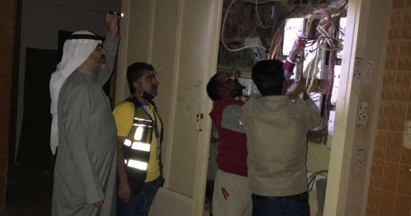 The power was cut off to 80 apartments and shops in Hawalli Governorate