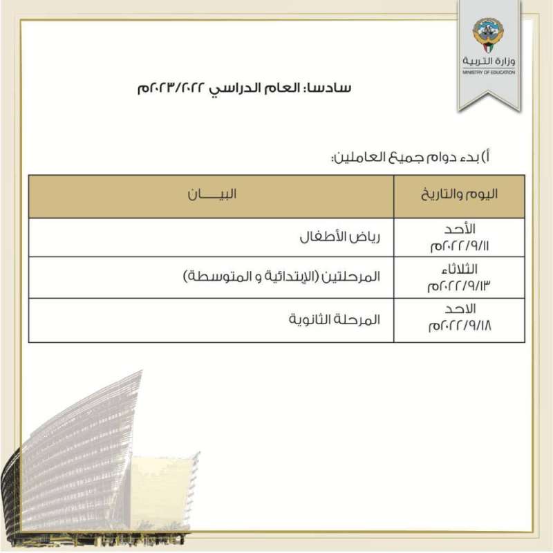 العام الدراسي التالي