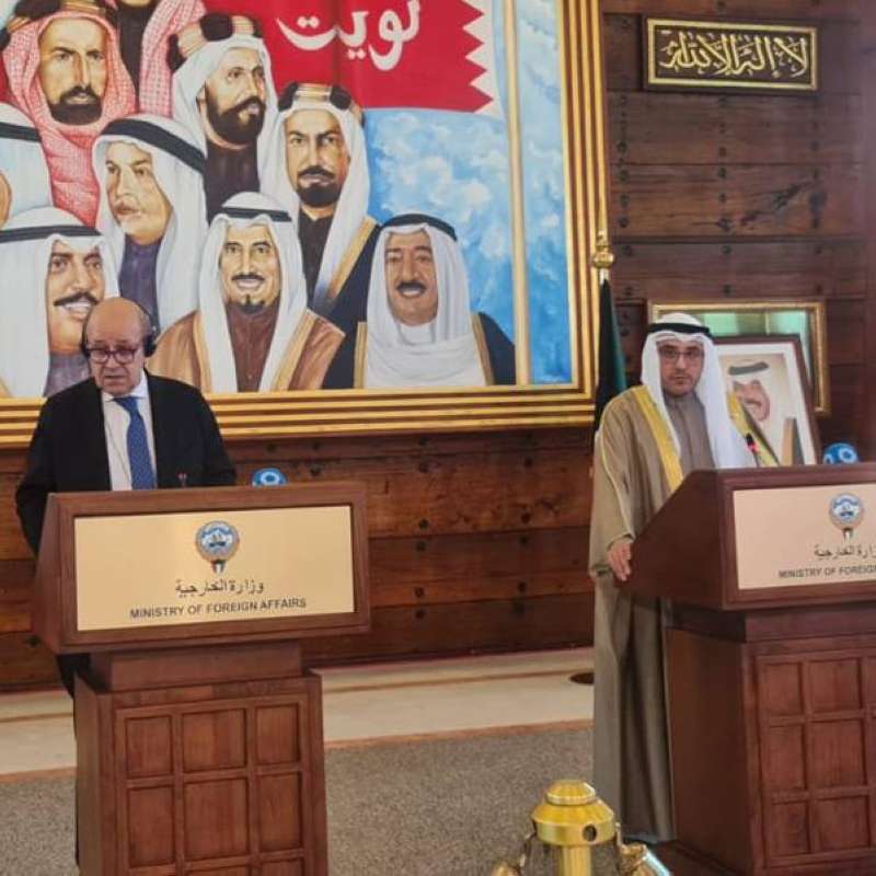 مؤتمر صحافي لوزيري الخارجية الكويتي والفرنسي