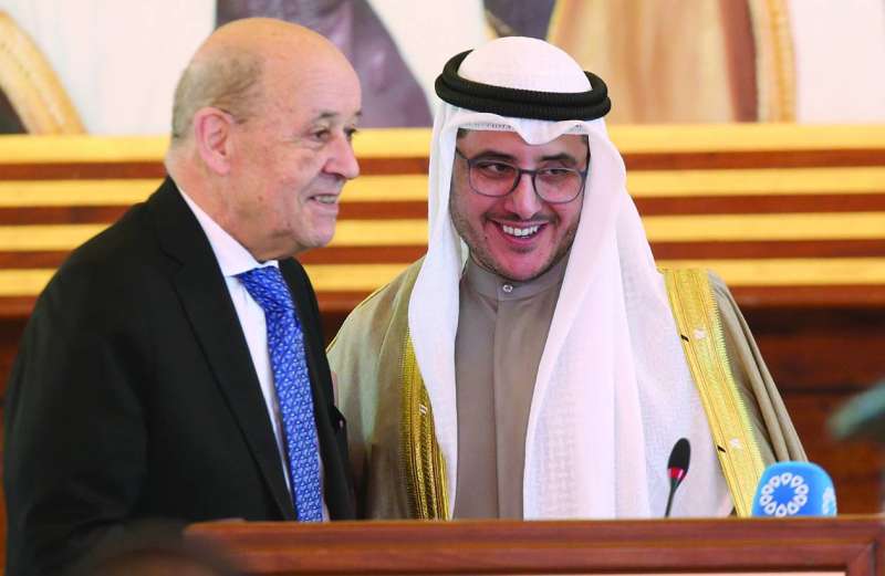 الناصر ولودريان خلال المؤتمر الصحافي