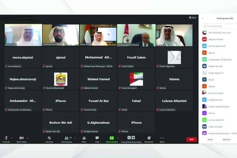 
المشاركون في اللقاء الافتراضي عبر التصوير المرئي
