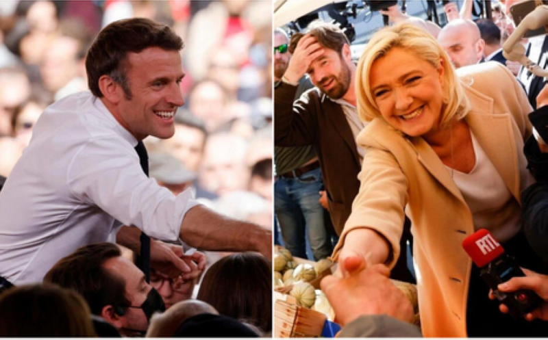 ماكرون ولوبان خلال جولة انتخابية 