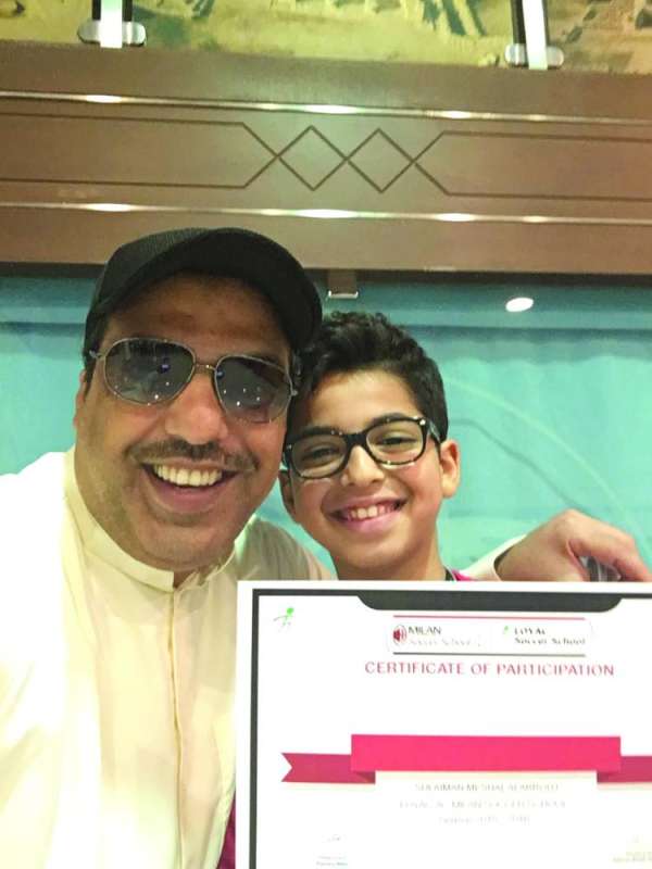 
مشعل العروج داعم لنجله سليمان منذ الصغر
