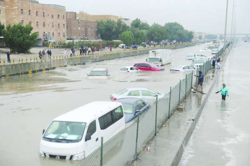 صورة أرشفية للسيول على الدائري السادس	 (أرشيف - «الراي»)
