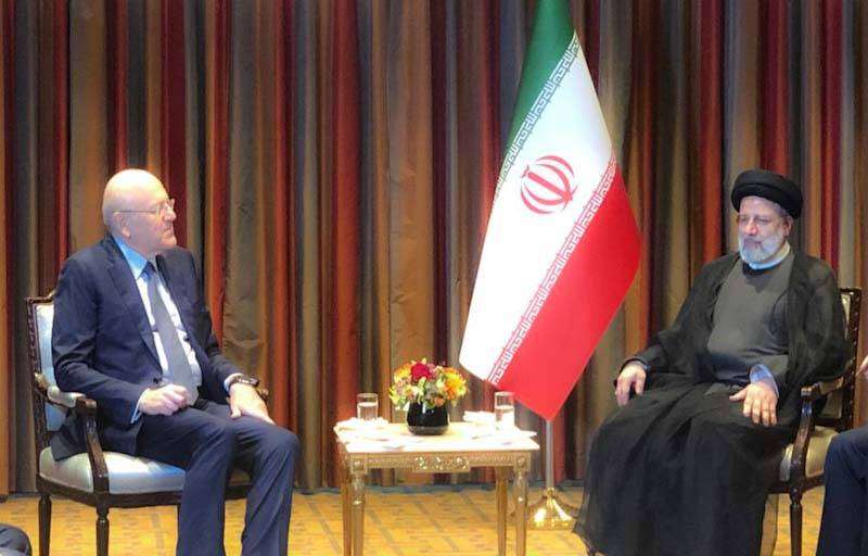 العلم اللبناني غاب عن لقاء رئيسي وميقاتي في نيويورك