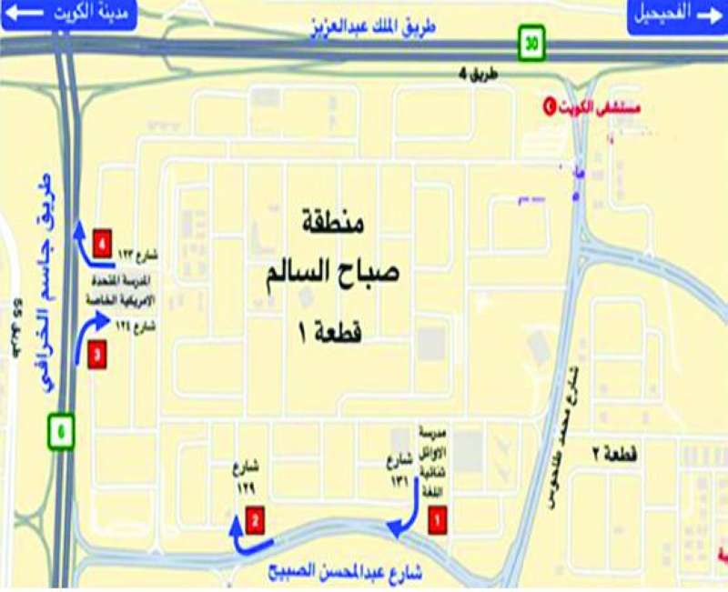 خريطة المداخل والمخارج الجديدة
