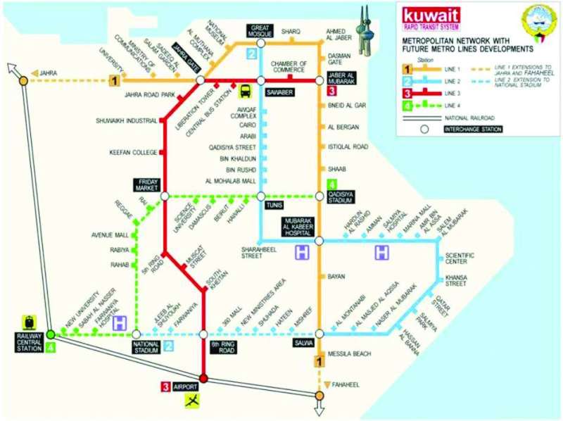 خريطة توضح مسارات المترو
