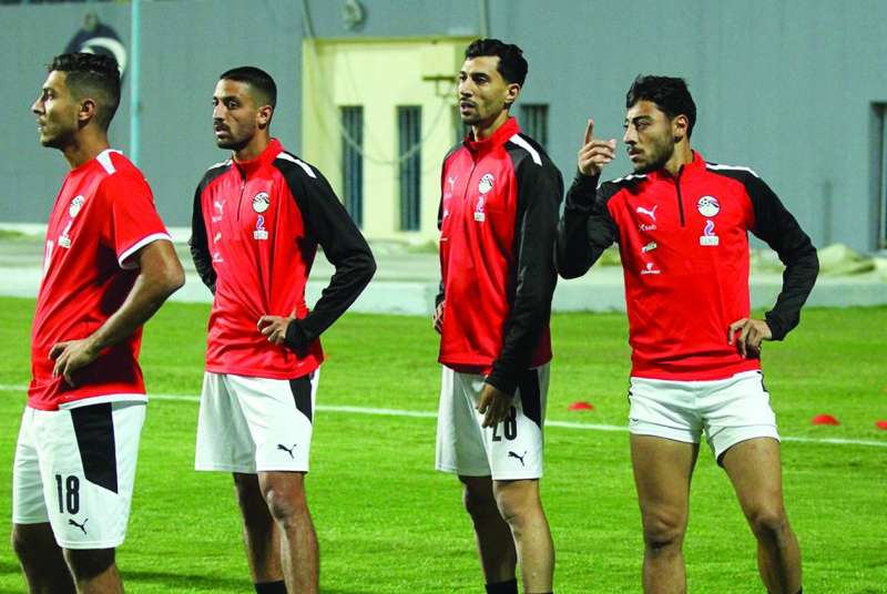 
لاعبو منتخب مصر خلال التدريبات
