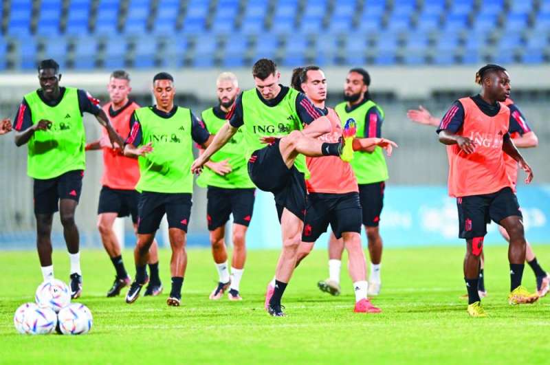 جانب من تدريبات منتخب بلجيكا
