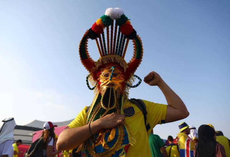مشجع متنكر بالزي الإكوادوري (رويترز*