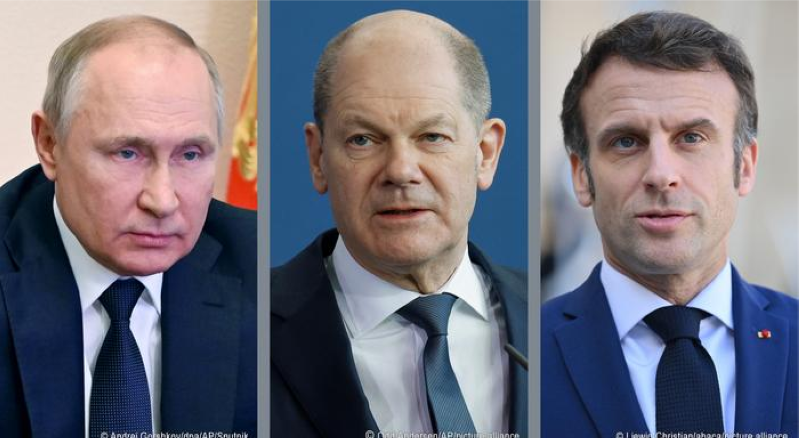 ماكرون وشولتس وبوتين 
