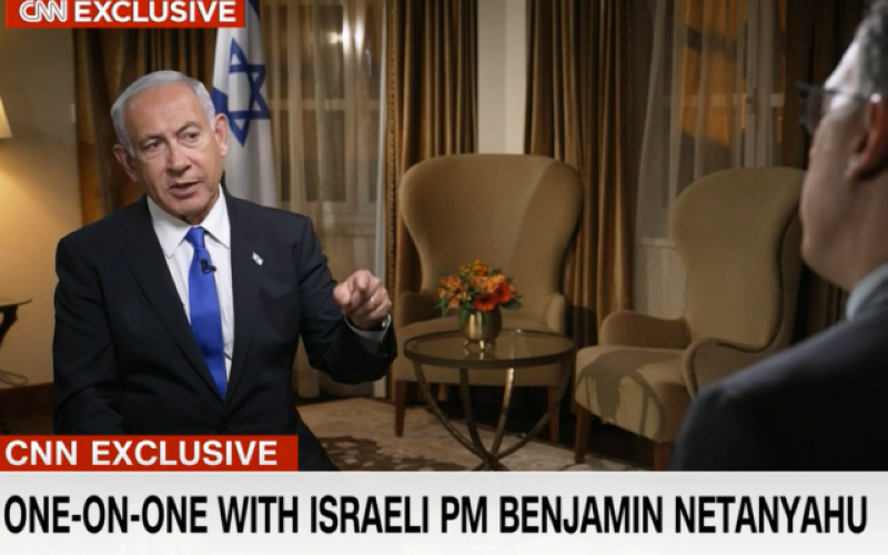  نتنياهو خلال المقابلة مع شبكة «سي ان ان» 