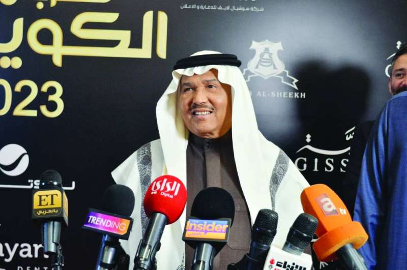 «فنان العرب» خلال لقائه وسائل الإعلام 