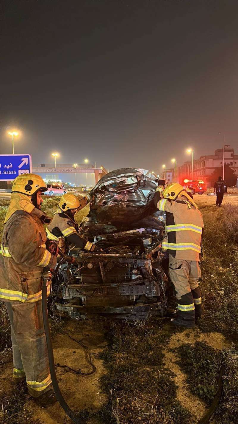 حادث تصادم على طريق الفحيحيل السريع 