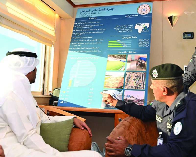 
اللواء المونس يشرح للزميل نايف كريم حصيلة عمل خفر السواحل
