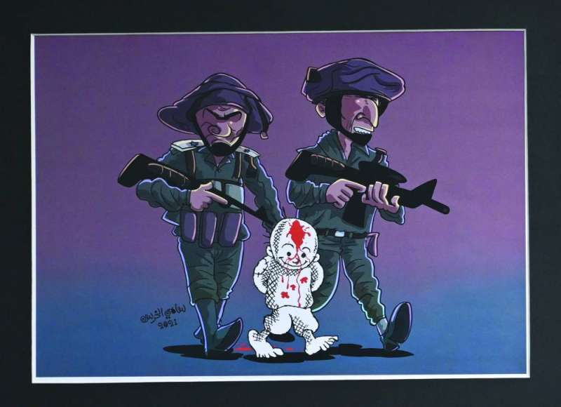 وحشية الاحتلال بريشة الفنان سامي الخرس 
