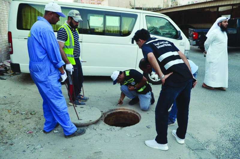 
التأكد من وجود تجاوزات على مناهيل الصرف الصحي
