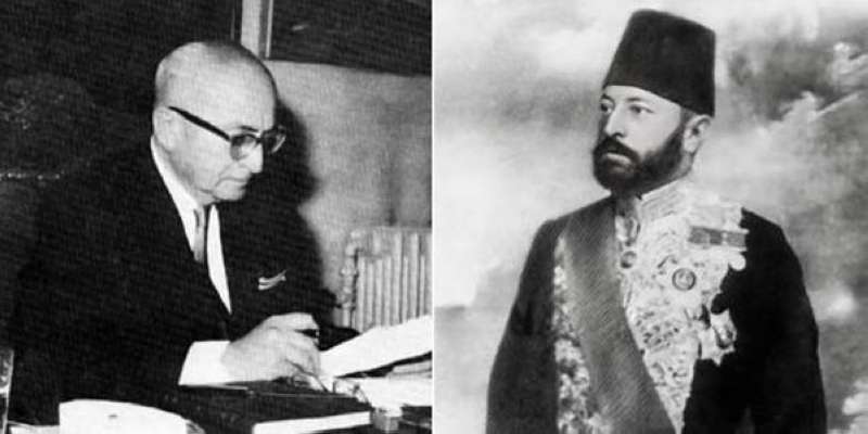 أمير محمل الحج الشامي عبد الرحمن باشا اليوسف والرئيس السوري الأسبق خالد العظم 
