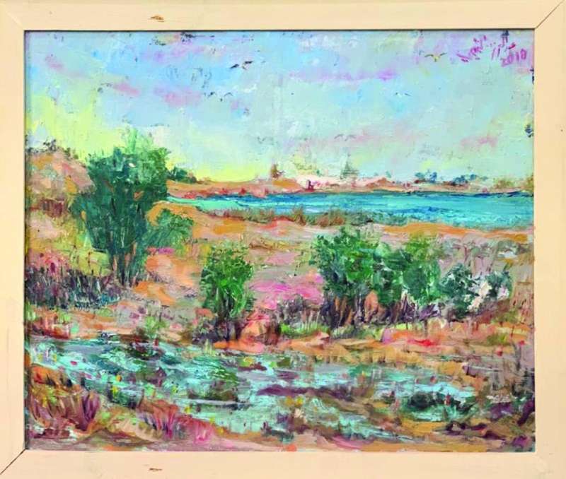 أحد المواقع الطبيعية في «الخويسات» بريشة التميمي