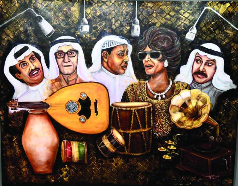 لوحة «ذاكرة الأصوات» للفنانة ابتسام العصفور 