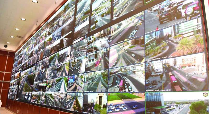 الوضع المروري كما بدا على شاشات غرقة التحكم 