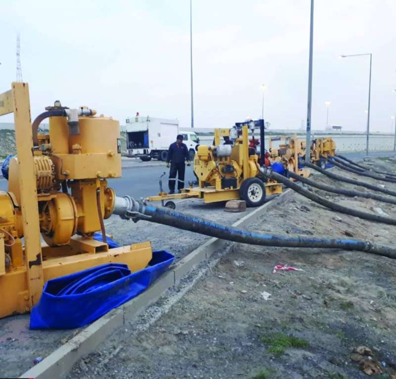 


مكائن سحب مياه الأمطار موزعة على المواقع الحرجة 