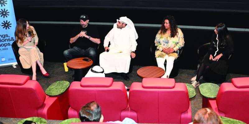 


فريق عمل الفيلم خلال المحاضرة 	 (تصوير نايف العقلة) 