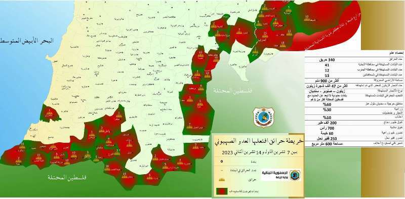 خريطة حرائق افتعلها العدو