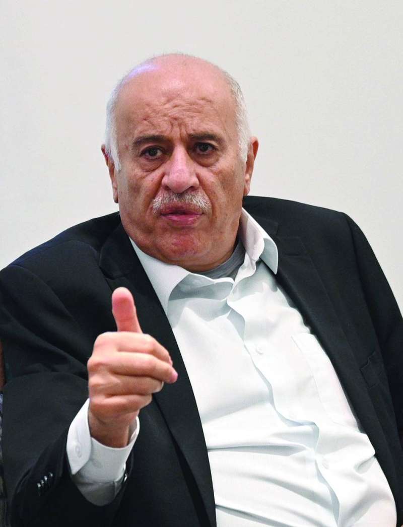 الرجوب في مؤتمره الصحافي 