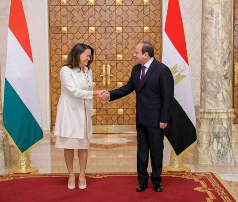 السيسي مستقبلاً نوفاك في القاهرة أمس 