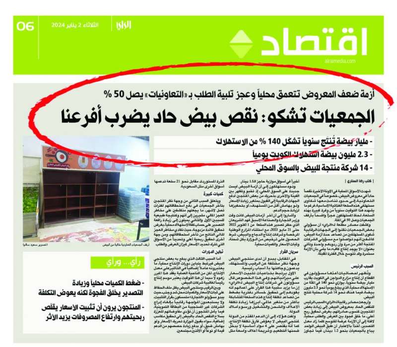 خبر «الراي» في عدد الثلاثاء