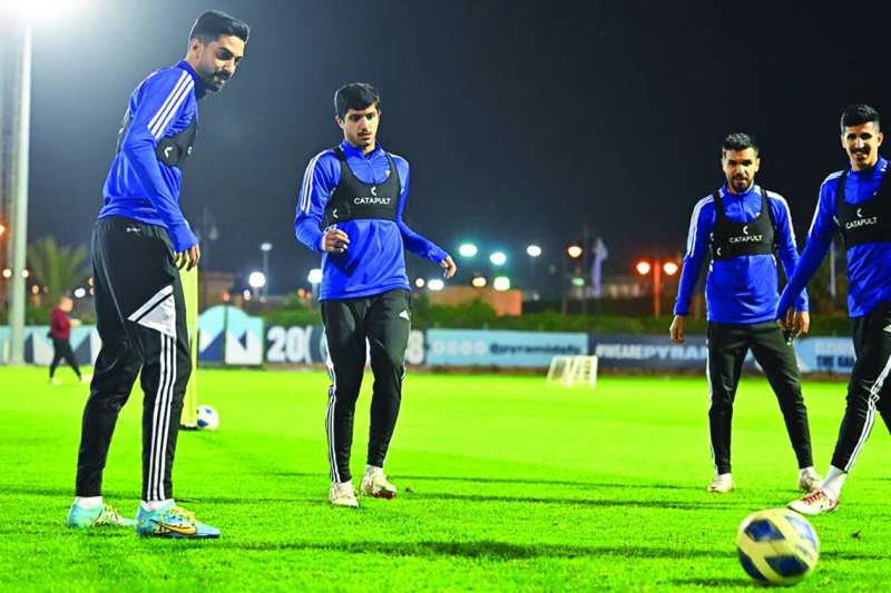 منتخب الكويت خلال التدريبات في القاهرة 