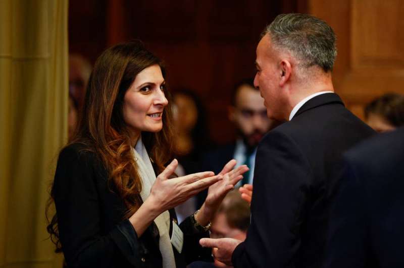 ياسمين موسى خلال الجلسة في محكمة العدل الدولية أمس (رويترز)