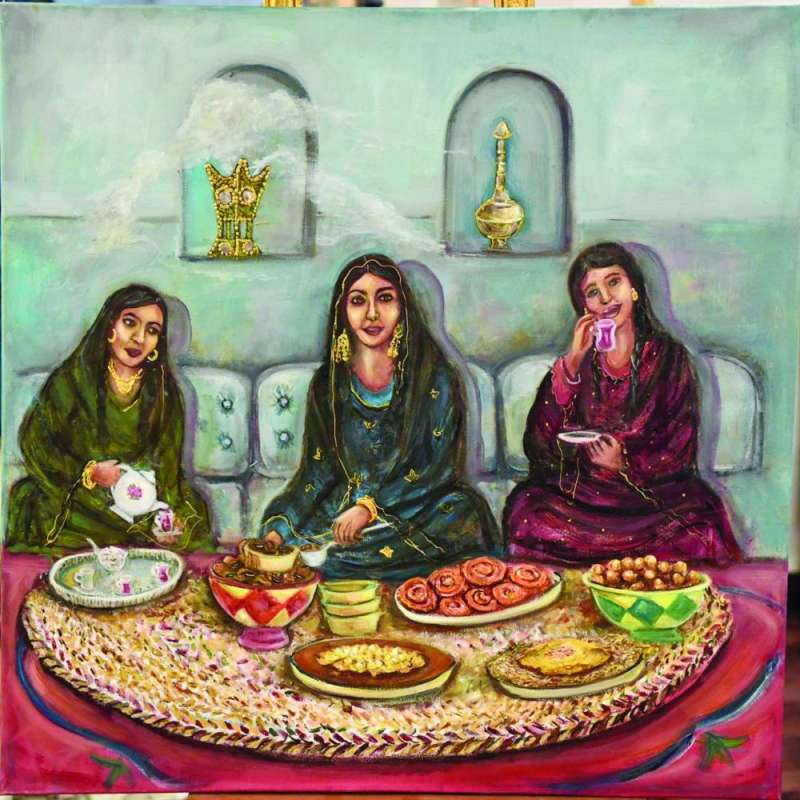 


«الغبقة» في الستينات من القرن الماضي... بريشة الفنانة ابتسام العصفور 