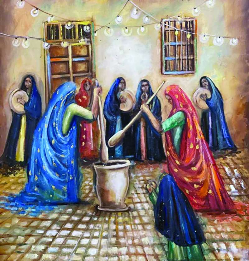 


لوحة «دق الهريس» بريشة الفنانة ابتسام العصفور 