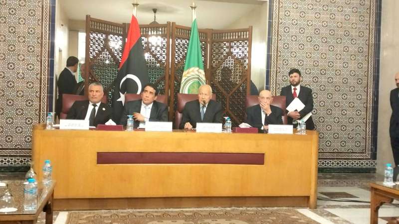 جانب من الاجتماع الليبي - الليبي في القاهرة أمس