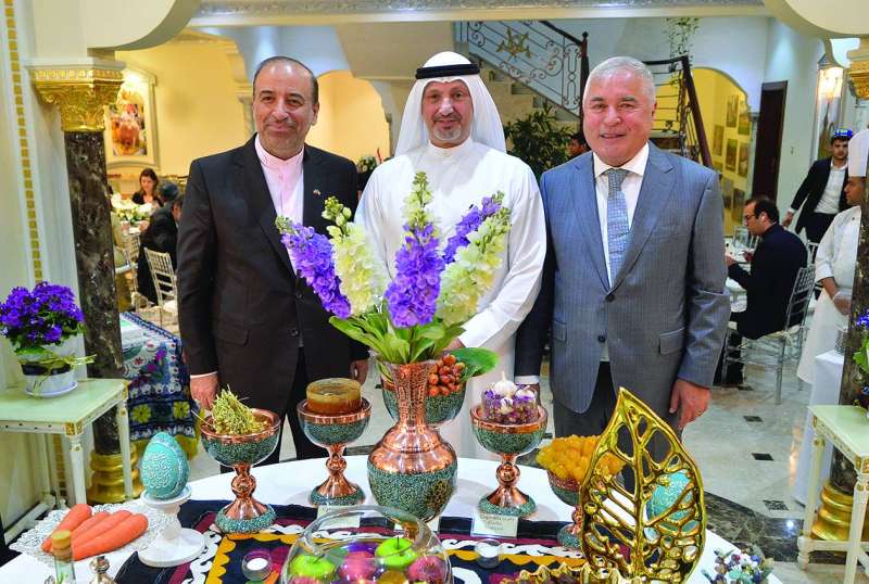 سالم الصباح وسفيرا إيران وطاجيكستان